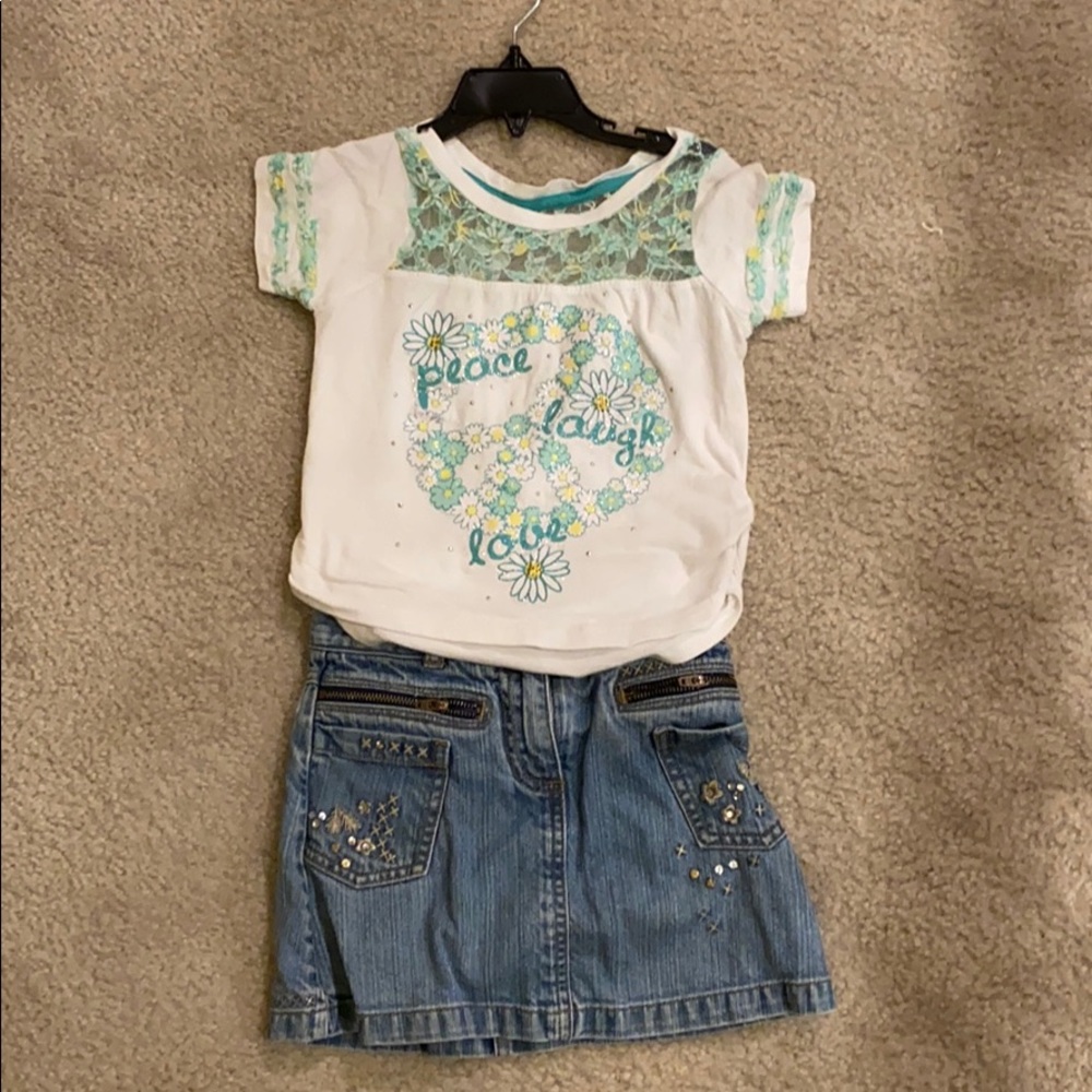 Shirt and denim skort